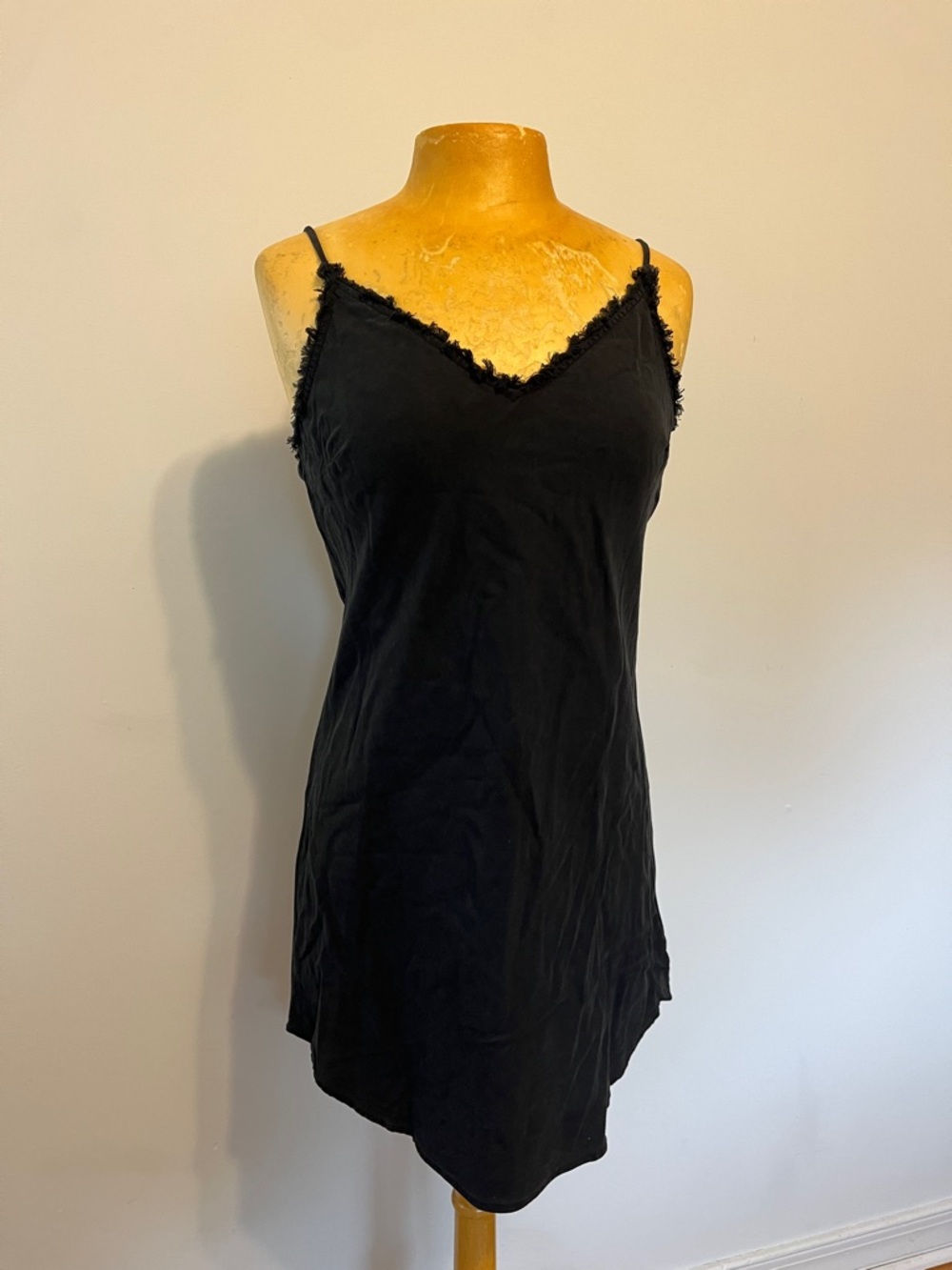 Bella Dahl Black dress with fringe edges Boho Grunge Gothic Gypsy Witch Small
